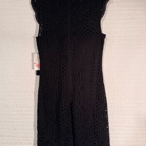 Black Eyelet Lace Midi Dress NWT